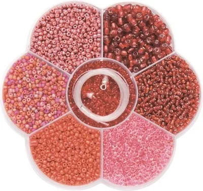 Produktbild von Perlenmix inkl. Nylonfaden und Verschlüsse rot