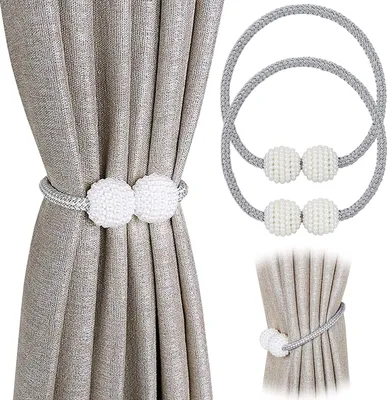 Produktbild von Vorhang Raffhalter Magnetisch (2 Stück), Vorhanghalter Elegante Perlenperle Holdbacks Gardinenklammern mit Starken Magnet für Heimtextilien