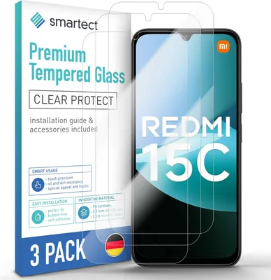 Produktbild von 3x Schutzglas Panzerfolie Klar für Xiaomi Redmi 15C 5G/4G Displayschutz Hartglas