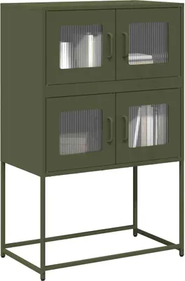 Image de Maison Exclusive - Buffet haut vert olive 68x39x107 cm acier