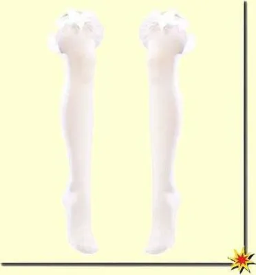 Produktbild von Überkniestrümpfe, Overknee Strümpfe, weiß mit Schleife