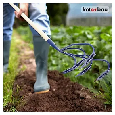 Produktbild von Handgrubber mit 5 Zinken und Scharen, Holzstiel 175 cm, Jätegrubber für Unkraut, Gartenwerkzeug für Gartenpflege, Gartenzubehör