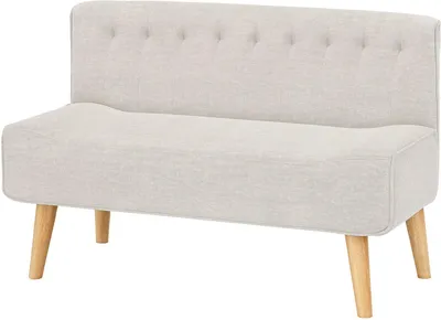Produktbild von 2-Sitzer Loveseat Sofa – Moderne Sitzbank mit Leinenbezug & Holzbeinen – Beige – Kompakte Couch für Wohnzimmer
