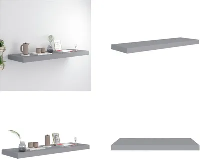 Obrázok produktu pre vidaXL Plávajúca polica sivá 80x23,5x3,8 cm MDF - Nástenná polica - Nástenné police - Plávajúca nástenná polica - Plávajúca nástenná polica