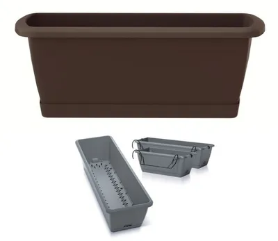 Produktbild von Blumenkasten mit Bewässerungssystem und Halterung RESPANA EASYCARE 39,7 cm – braun
