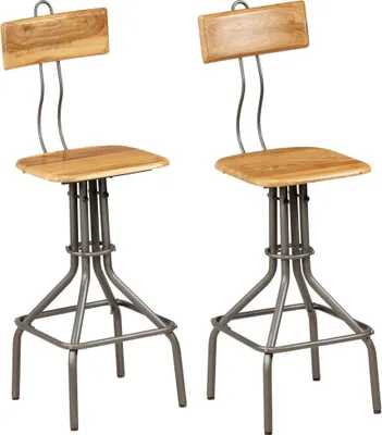 Produktbild von Barhocker Altholz Teak im industriellen Stil, Massives recyceltes Teak + Stahl, 41 x 51 x 102 cm (B x T x H), mit Fußstützen