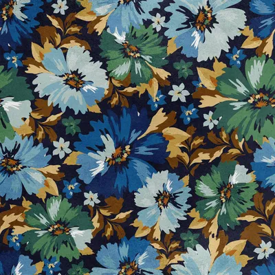 Obrázok produktu pre Kráľovská zamatová látka polyester na šitie - motív maľovaných kvetov 7