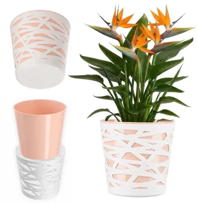 Produktbild von Blumentopf - Pflanzübertopf aus Kunststoff - Ø 15 cm - Moderner Stil - Für Blumen und Grünpflanzen - Beige