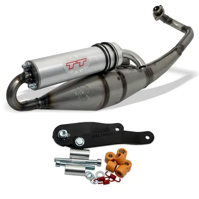 Immagine prodotto di LeoVince sistema di scarico completo HAND MADE TT con omologazione, alluminio compatibile con Aprilia SR 50 Sport Pro i.e. 03 / SR 50 R Factory Piaggio motore 04-12 / Gilera Runner SP 50 carburatore / Piaggio NRG 50 Power DD carburatore