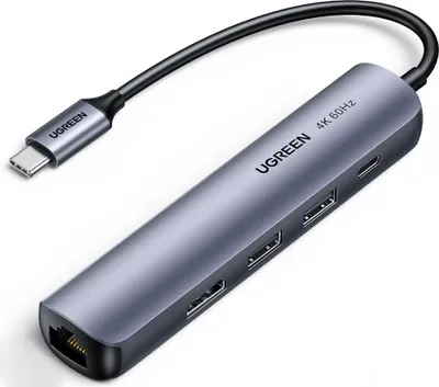 Image de Hub USB-C Ugreen CM418 5 en 1 Ethernet + HDMI 4K + 2x USB 3.0 + USB-C 100W