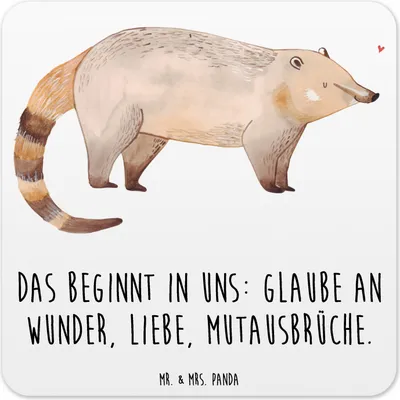 Produktbild von Mr. & Mrs. Panda Untersetzer für Gläser Nasenbär 15er Set - Weiß - Geschenk, Rüsselbär, Coaster, Nasenbären, Tischuntersetzer, Bär, Getränkeuntersetzer, Lustige Sprüche