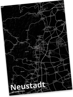 Produktbild von Mr. & Mrs. Panda Ansichtskarte Neustadt - Geschenk, Grußkarte, Postkarte, Fotokarte, Stadt Dorf Karte Landkarte Map Stadtplan, Kunstkarten, Ansichtskarten, Postkarten