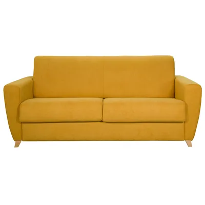 Produktbild von Miliboo - Schlafsofa skandinavisch senfgelb und Holz GRAHAM