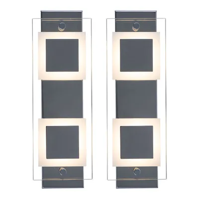 Produktbild von 2er Set LED Wandleuchte, Glas, Chrom, IP44, L 30 cm