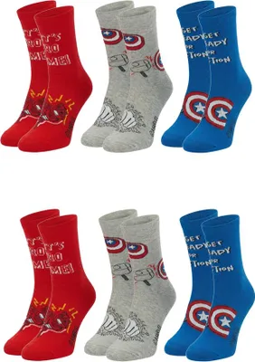 Produktbild von Avengers Iron Man Captain America Jungen Kinder Socken 6 Paar, Größe:31-34