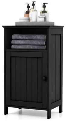 Image de Armoire de salle de bain en bois, avec étagères réglables et porte, blanche, 40x30x70 cm