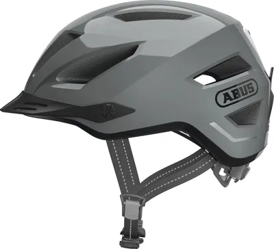 Produktbild von ABUS Stadthelm Pedelec 2.0 - Fahrradhelm mit Rücklicht und Regenhaube - für den Stadtverkehr - für Damen und Herren - Grau, Größe S (51-55 cm)