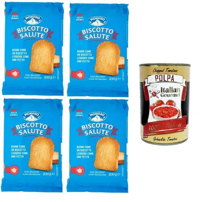 Produktbild von Monviso Biscotto Salute Fette Biscottate Zwieback 4x200gr+ Italian Gourmet polpa 400g