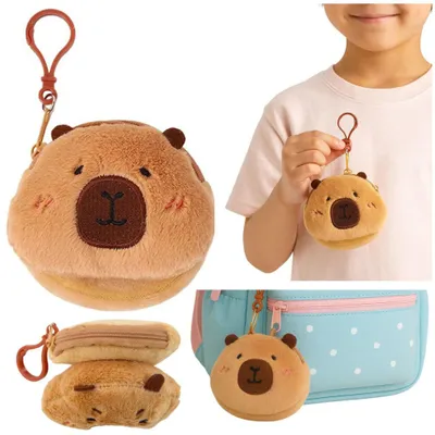 Produktbild von Plüsch-Capybara-Geldbörsen-Schlüsselanhänger für Kinder, Braun