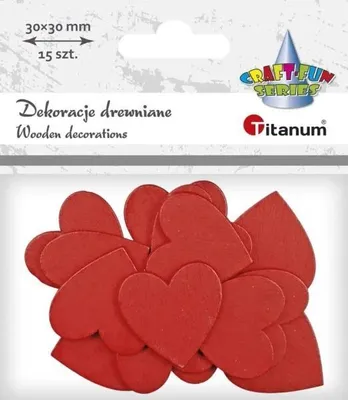 Obrázok produktu pre Drevené srdiečka 30 x 30 mm, červené, 15 ks – Titanum