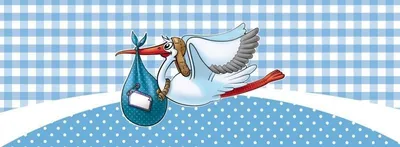 Produktbild von Papiergirlande Storch blau, Dekoration Taufe und Geburt