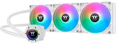 Image de Thermaltake TH420 V2 ARGB Sync - Snow Edition - Système de refroidissement liquide pour processeur - Taille du refroidisseur : 420 mm - (pour : LGA1156, AM2, AM2+, AM3, LGA1155, AM3+, LGA2011, LGA1150, LGA1151, AM4, LGA2066, LGA1200, LGA1700, AM5)