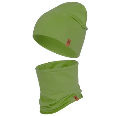 Produktbild von Kinder Set Beanie HEYO Mütze Schlauchschal Baumwolle Olivgrün