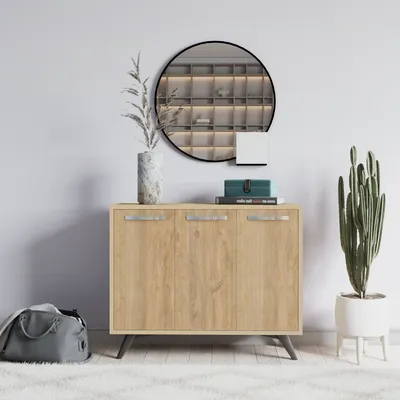 Produktbild von Skye Decor, Piffa - Oak, Mehrzweckschrank, Eiche, 100 % MELAMINBESCHICHTETE SPANPLATTEN, 100 x 35 x 82 cm