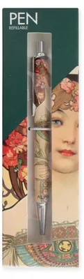 Productafbeelding van Museumwebshop – Balpen in doosje, Alfons Mucha, afbeelding: Vrouw met bloemendetail