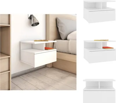 Obrázek produktu pro vidaXL Závěsný noční stolek bílý 40x31x27 cm materiál na bázi dřeva - Noční stolky
