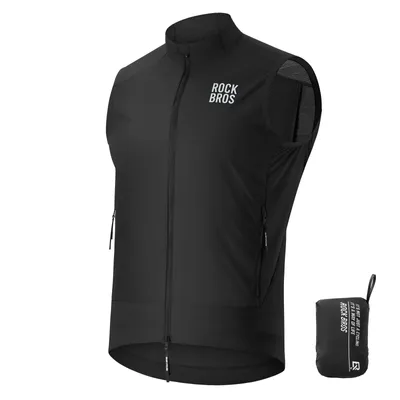 Obrázok produktu pre ROCKBROS Vetruodolná cyklistická vesta Ľahká priedušná vesta bez rukávov Softshell pre cyklistiku MTB Outdoor Pánska Dámska Čierna Veľkosť EU XL