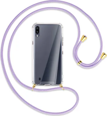 Produktbild von Handykette Backcover-Schutzhülle mit Band (Metall goldfarben) für Samsung Galaxy A10 - violett