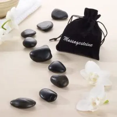 Produktbild von Hot Stones, 9 Massagesteine im Stoffbeutel