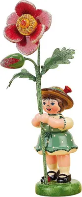 Zdjęcie produktu dla Hubrig folk art "Dzieci kwiaty dziewczynka z psem róża - 11cm