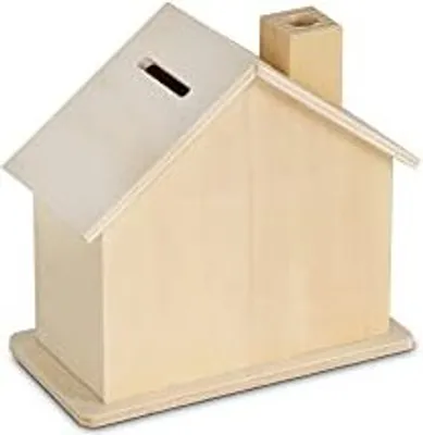 Produktbild von Spardose Holzspardose zum Basteln und Dekorieren Geldgeschenk Sparbüchse (Haus)