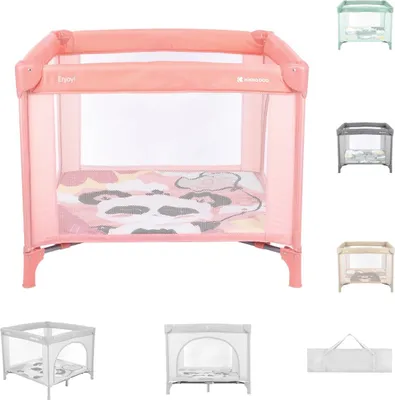 Produktbild von Kikkaboo Laufstall Enjoy Reisebett klappbar, Matratze, Sichtfenster, Tragetasche pink