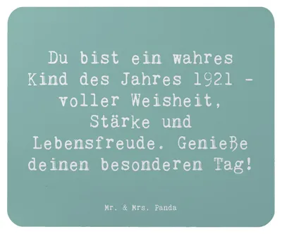 Produktbild von Mr. & Mrs. Panda Mouse Pad Spruch 1921 Geburtstag Freude - Meeresbrise - Geschenk, pc mausunterlage, Geburtstagsgeschenk, Erinnerungen, besondere Feier, Mousepad, Alter
