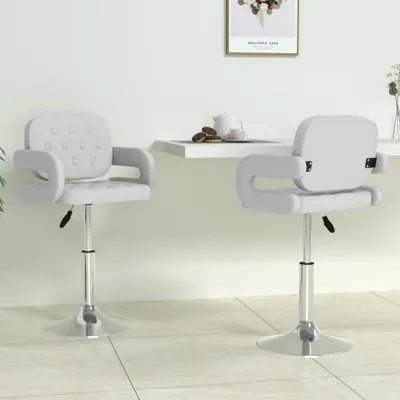 Produktbild von The Living Store Esszimmerstühle 2 Stk. Drehbar Weiß Kunstleder
