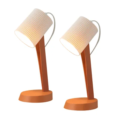 Produktbild von ZMH Tischleuchte orange E14 Nachttischlampe 2er Set Wohnzimmer Tischlampe mit Kabel Tischlampen Moderne Landhausstil für Esstisch Schlafzimmer