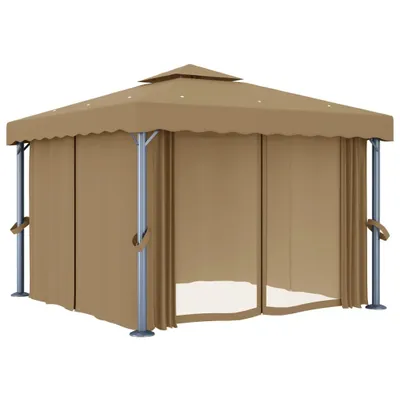Immagine prodotto di Gazebo con Tende 3x3 cm Grigio Talpa in Alluminio
