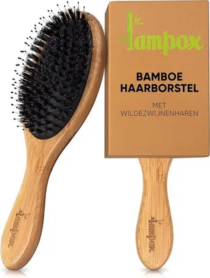 Productafbeelding van Famanu haarborstel van wildzwijnenhaar - Bamboe haarverzorging met massage