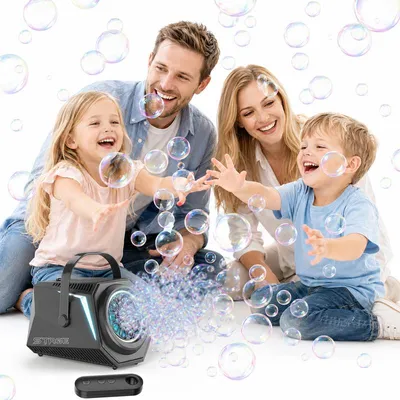 Produktbild von LED Seifenblasenmaschine, Seifenblasen Maschine, Seifenblasenpistole Kinder, Luftblasen Bazooka Bubble Maschine, Geschenk, Hochzeit