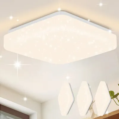 Produktbild von ZMH Led Deckenleuchte 3er Sternenhimmel Deckenlampe Modern Klein Eckig 15W 3000K 21cm Warmweiß für Schlafzimmer Treppenhaus Küche Wohnzimmer Büro Flur