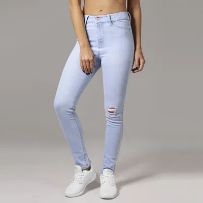 Produktbild von Urban Classics Damen Hose Ladies High Waist Skinny Denim Pants Lightblue-27