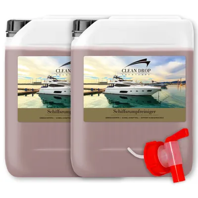 Produktbild von ABACUS® Bootsreiniger, Schiffsrumpfreiniger, Schiffsreiniger, Bootsrumpfreiniger, Yachtreiniger, Unterwasserschiffreiniger Clean Drop 2 x 5L mit AH