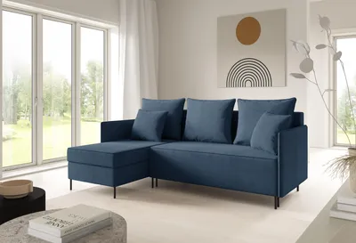 Produktbild von LIKMA Ecksofa ZAVO Dunkelblau L-Form 214x142 cm Schlafsofa mit Bettfunktion 202x140 cm 2 Bettkasten Stauraum Polstersofa