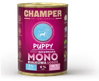 Zdjęcie produktu dla Champer Puppy Monobiałkowa karma mokra dla psa z łososiem 400 g