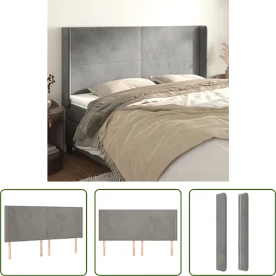 Produktbild von The Living Store Kopfteil mit Ohren Hellgrau 183x16x118/128 cm Samt