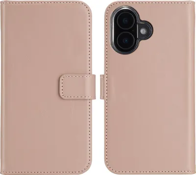 Image de Selencia Bibliothèque en cuir véritable pour l'Apple iPhone 16 Plus - Rose Poussière