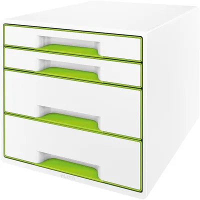 Image de Leitz 5213-20-54 5213 Boîte à tiroirs WOW CUBE - A4/C4, 4 tiroirs fermés, vert/blanc métallisé